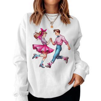 Coquette Bow Sock Hop Dance Dancer Partner 50S Girl Mom Pink Women Sweatshirt - Thegiftio UK