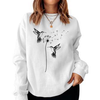 Cute Dandelion Hummingbird Graphic For Nature Lovers Women Women Sweatshirt - Thegiftio UK
