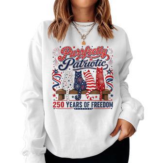 Cute Purrfectly Patriotic Cats 4Th Of July Graphic Women Sweatshirt - Thegiftio UK
