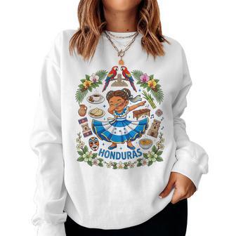 Dabbing Honduras Girl Flag Dress Orchids Pride Heritage Women Sweatshirt - Monsterry