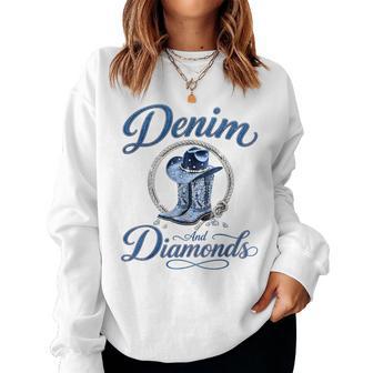 Denim And Diamonds Western s Women Sweatshirt - Thegiftio UK
