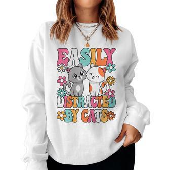 Easily Distracted By Cats Cat Lover Kitten Girls Kids Women Sweatshirt | Seseable UK
