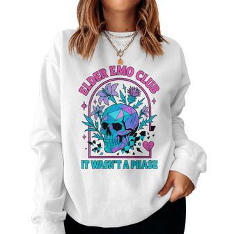 Elder Emo Club Geometric Skeleton With Flowers Women Sweatshirt - Thegiftio UK