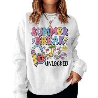 End Of School Year Teacher Last Day Summer Break Unlocked Women Sweatshirt - Thegiftio UK