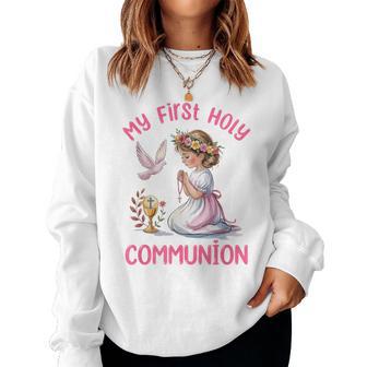 My First Holy Communion For Girl Christian Catholic Women Sweatshirt | Seseable UK