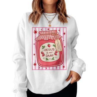 Jesus Is My Jam Cute Christian Strawberry Girly Women Sweatshirt - Thegiftio UK