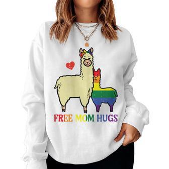 Gay Free Mom Hugs Llama Rainbow Pride Flag Lgbtq Mama Women Women Sweatshirt - Thegiftio UK