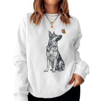 German Shepherd Butterfly Dog Owner Women Sweatshirt | Seseable UK