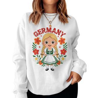 Germany German Girl Traditional Dress Flowers Heritage Women Sweatshirt - Monsterry