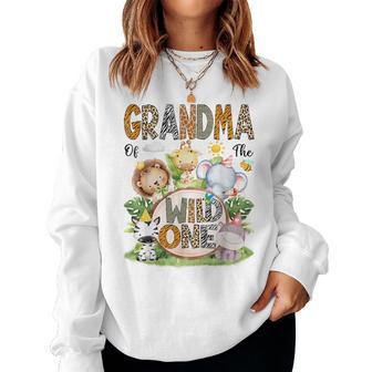 Grandma Of The Wild One 1St Birthday Safari Jungle Woodland Women Sweatshirt - Thegiftio UK