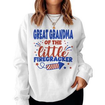 Great Grandma Of The Little Firecracker Fourth Of July Women Sweatshirt - Monsterry