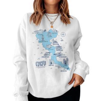 Grèce Initiatifs Grecs Carte Corfou Sweat-shirt pour femme - Cadeauxyz