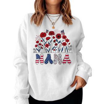 Groovy Nana 4Th Of July Patriotic Floral Mother's Day Women Sweatshirt - Thegiftio UK