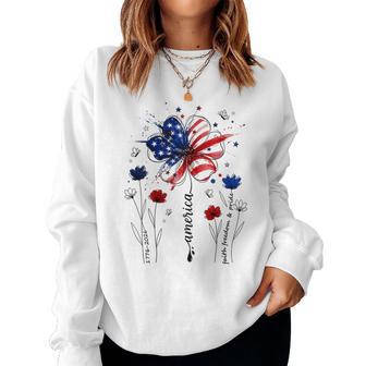 Independence Day Patriotic American Flag Usa Flower Women Women Sweatshirt - Monsterry UK