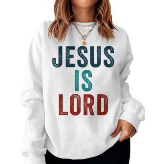 Jesus Is Lord – Christian Faithintage Born-Again Graphic レディーススウェットシャツ - Kawaiitshirt