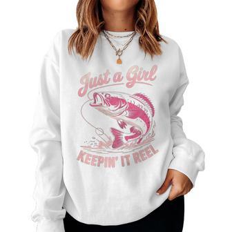 Just A Girl Keeping It Reel Fishing Fisher Girl Women Sweatshirt - Thegiftio UK