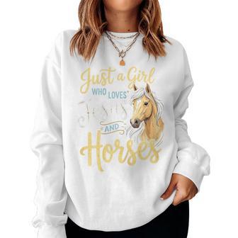 Just A Girl Who Loves Jesus And Horses Women Sweatshirt - Monsterry