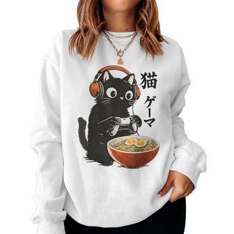 Kawaii Gaming Japanese Cat Gamer Retro Ramen Boys Women Sweatshirt - Thegiftio
