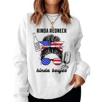 Kinda Redneck Kinda Boujee Messy Bun America Girl Women Sweatshirt - Thegiftio