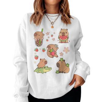 Lindo Pijama Kawaii Capybara Boba Tea Para Niñas Y Es Sudadera Mujer - Regaloses
