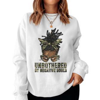 Loc'd Hair Messy Bun Black Woman Girl Camo Unbothered Women Sweatshirt - Thegiftio UK