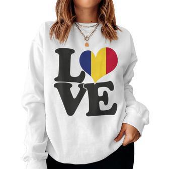 I Love Romania Flag Heartiaggio Patriottico Women Sweatshirt - Novitaregali