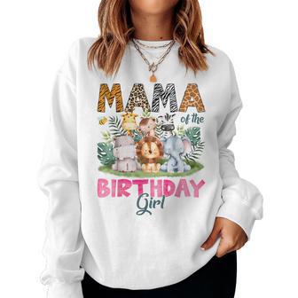 Mama Of The Birthday Girl Safari Jungle Animal Lover Women Sweatshirt | Seseable UK
