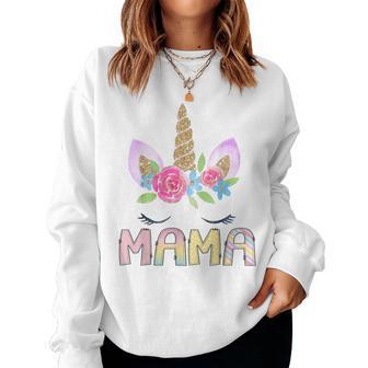 Mama Unicorn Floral Birthday Girl Family Matching Women Sweatshirt | Seseable UK