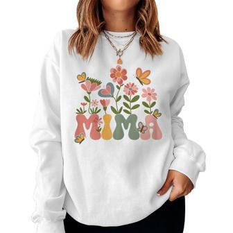 Mima Grandma Wildflower Retro Groovy Floral Mima Women Sweatshirt - Thegiftio UK
