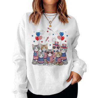 Patriotic Cats American Flag 4Th Of July Girls Cat Women Sweatshirt - Thegiftio UK