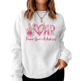 Peace Love Arkansas Floral Vintage Arkansas Pride State Women Sweatshirt - Thegiftio UK