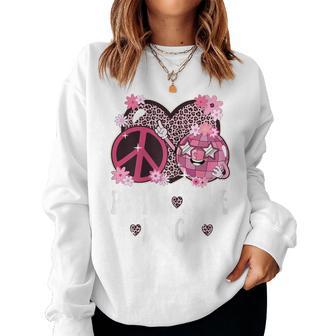 Peace Love Disco Outfit Leopard Print Girls 70S Disco Women Sweatshirt - Thegiftio UK