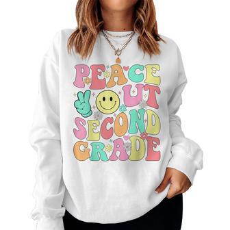 Peace Out Second Grade Groovy 2Nd Grade Last Day Of School Women Sweatshirt - Thegiftio UK