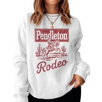 Pendleton Rodeo Vintage Cowboy Western Horse Bronc Riding Women Sweatshirt - Thegiftio UK