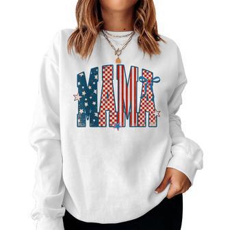 Retro Mama 4Th Of July Patriotic Mom Independence Day Women Sweatshirt - Thegiftio UK