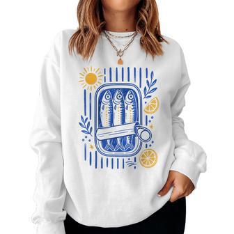 Sardine Fisherman Fish Coastal Graphic Summer Vacation Women Sweatshirt - Thegiftio UK