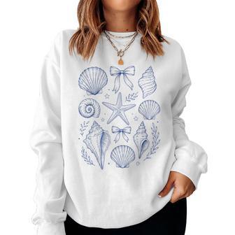 Seashell Coquette Bow Starfish Seashell Summer For Girls Women Sweatshirt - Thegiftio UK