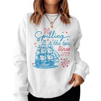 Spilling The Tea Since 1773 4Th Of July Kids Women Sweatshirt - Thegiftio UK
