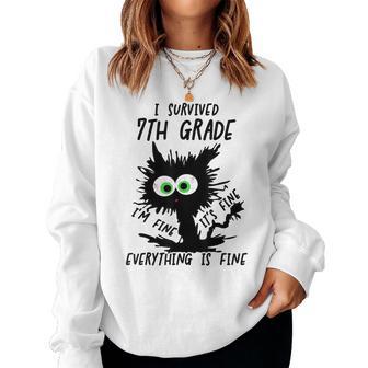 I Survived 7Th Grade I'm Fine It's Fine 7Th Grade Grad 2026 Women Sweatshirt - Thegiftio UK