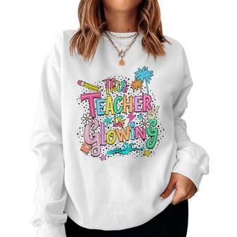 This Teacher Is Glowing Hello Summer End Of School Women Sweatshirt - Thegiftio UK