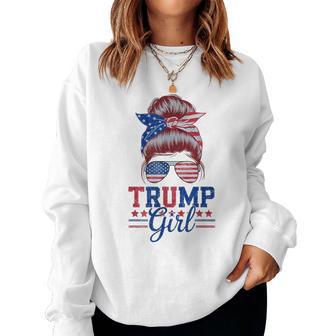 Trump Girl Messy Bun Lunettes Deoleil Trump 2024 Pour Filles Et S Sweat-shirt pour femme - Cadeauxyz