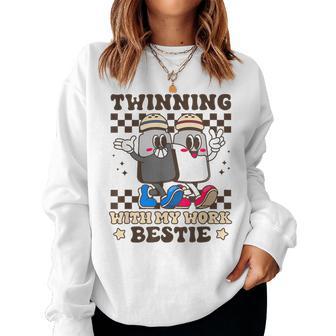 Twinning With My Work Bestie Matching Twin Day Friends Women Women Sweatshirt - Thegiftio UK