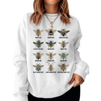 Types Of Bees Bee Species Chart Entomology Science Women Sweatshirt - Thegiftio UK