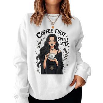 Wicca Grande Prêtresse Goth Girl Amoureuse De Café Wiccan Magic Sweat-shirt pour femme - Cadeauxyz