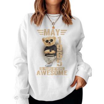 オンバック 5月61日 誕生日 男性 女性 1965年 テディベア レディーススウェットシャツ - Kawaiitshirt