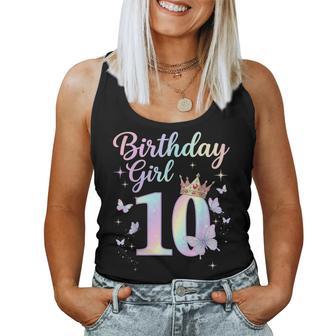 10Th Birthday For Girls 10 Year Old Butterfly Birthday Women Tank Top - Thegiftio UK