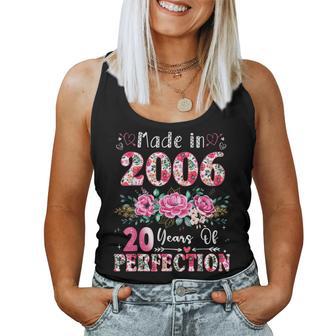 20 Year Old Made In 2006 Floral 20Th Birthday Women Women Tank Top - Monsterry