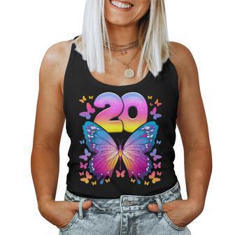 20 歳の誕生日、女の子 20 歳、蝶、数字 20 レディースタンクトップ - Kawaiitshirt