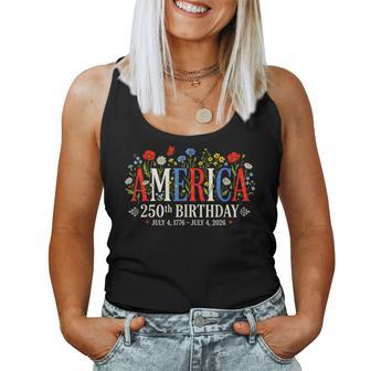 250 Years America Anniversary Us 250Th Birthday Floral Women Women Tank Top - Thegiftio UK