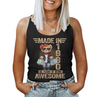 46 Años Hecho En 1980 Oso De Peluche 46 Cumpleaños Es Hombres Camiseta sin mangas para mujer - Regaloses